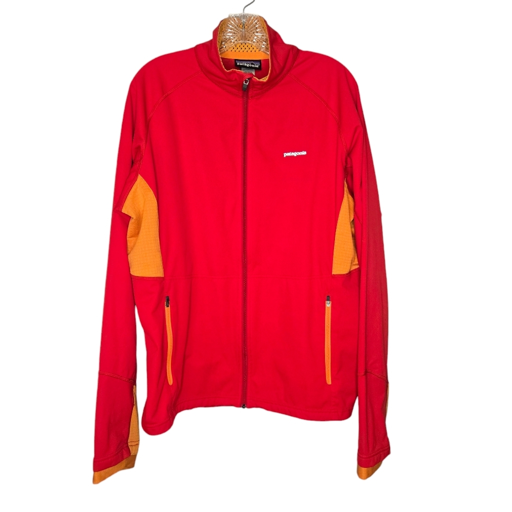Patagonia Wind Shield Soft Shell full zip Jacket Polartec Power Dry Red Large